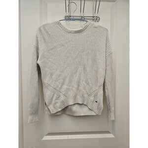 Hollister Womens Sweater Size XS Cream White Ribbed Knit High Low Cropped